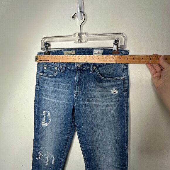 Ag Adriano Goldschmeid Distressed Med Wash The Stilt Cigarette Roll Up Jeans 27 - Picture 13 of 15